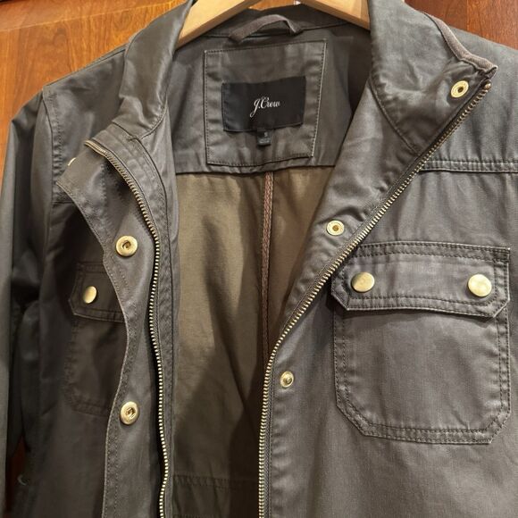 J. Crew Women’s Downtown Field Waxed Cotton Green Utility Jacket Small - Picture 12 of 16